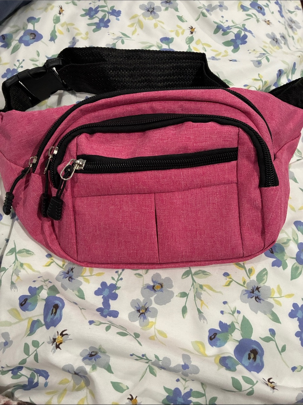Stylish Pink Women's Canvas Waist Bag - Hands-Free Fanny Pack